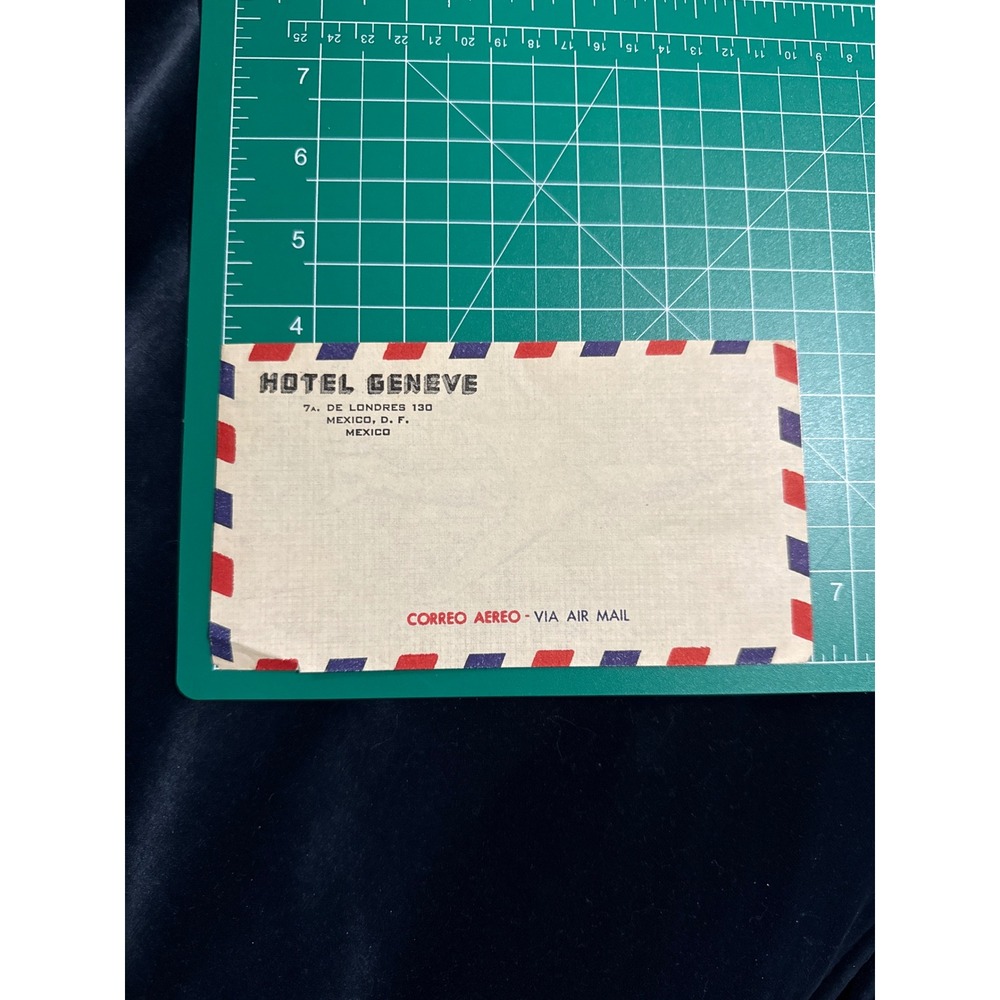 Hotel Geneve Air Mail Envelope Vintage Mexico Ephemera Mid Century Stationery‎ - Picture 4 of 9